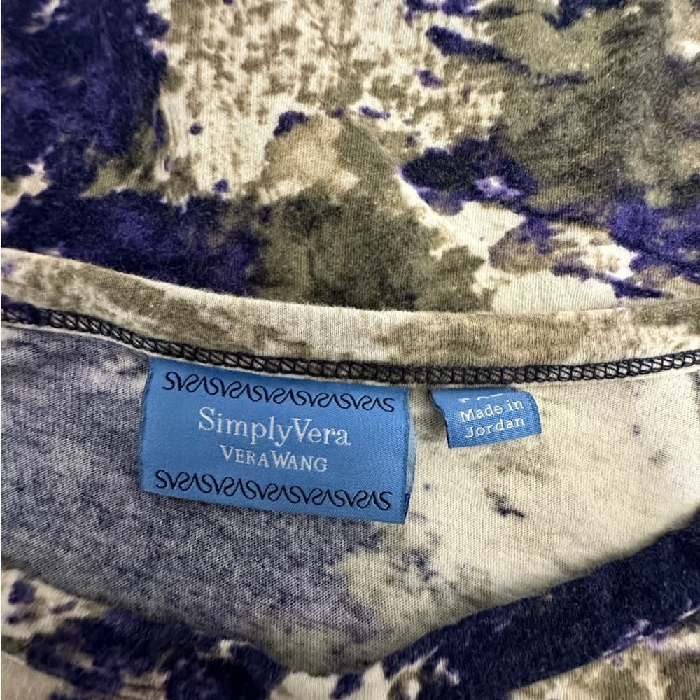 Simply Vera Vera Wang Abstract Tie Dye Long Sleeve Tee Size PXL Petite - Thumbnail 3
