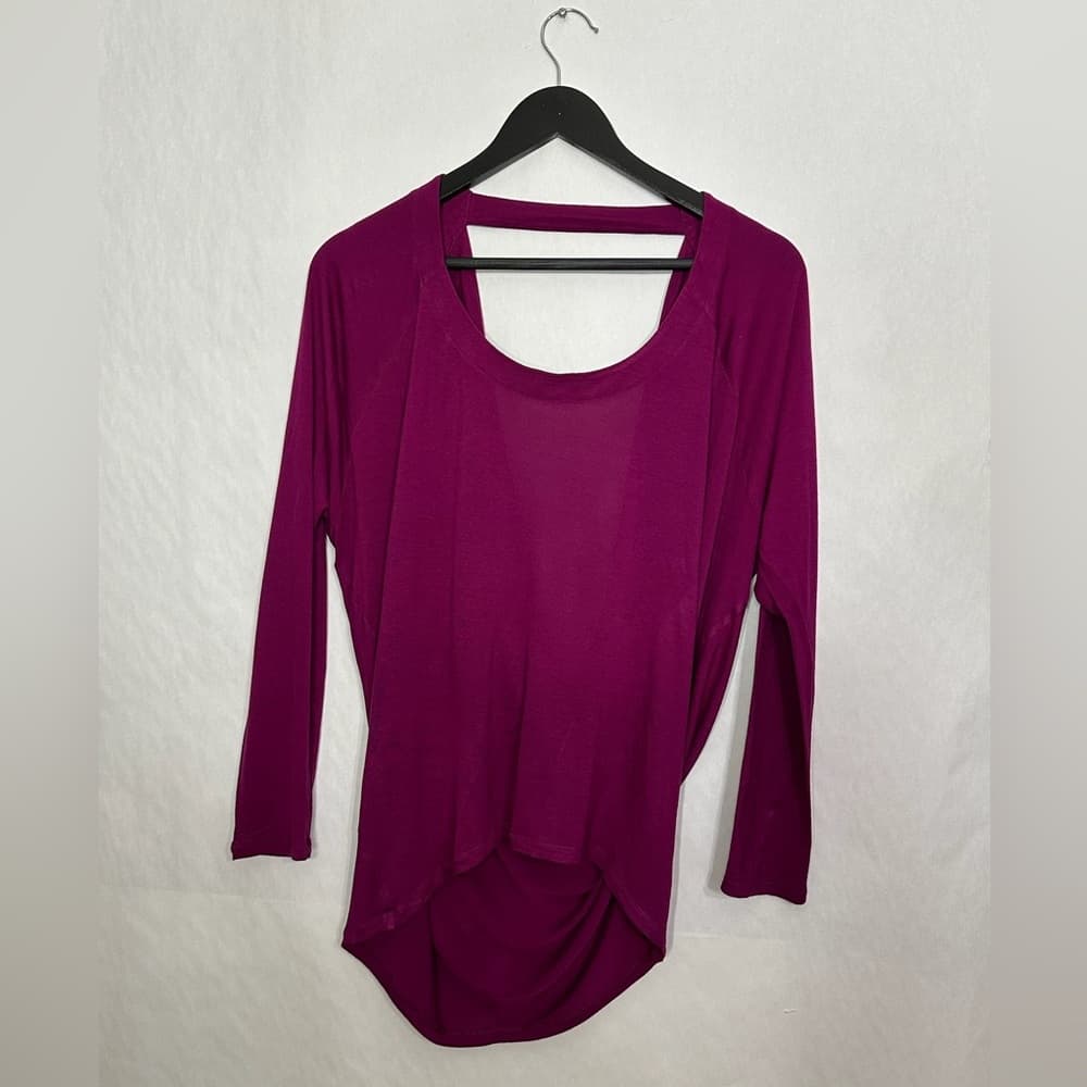 Express Magenta Open Back Drape Long Sleeve Top Size Medium SEE NOTES - Thumbnail 2