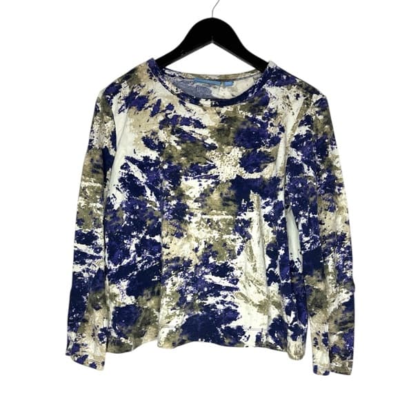 Simply Vera Vera Wang Abstract Tie Dye Long Sleeve Tee Size PXL Petite - Thumbnail 10