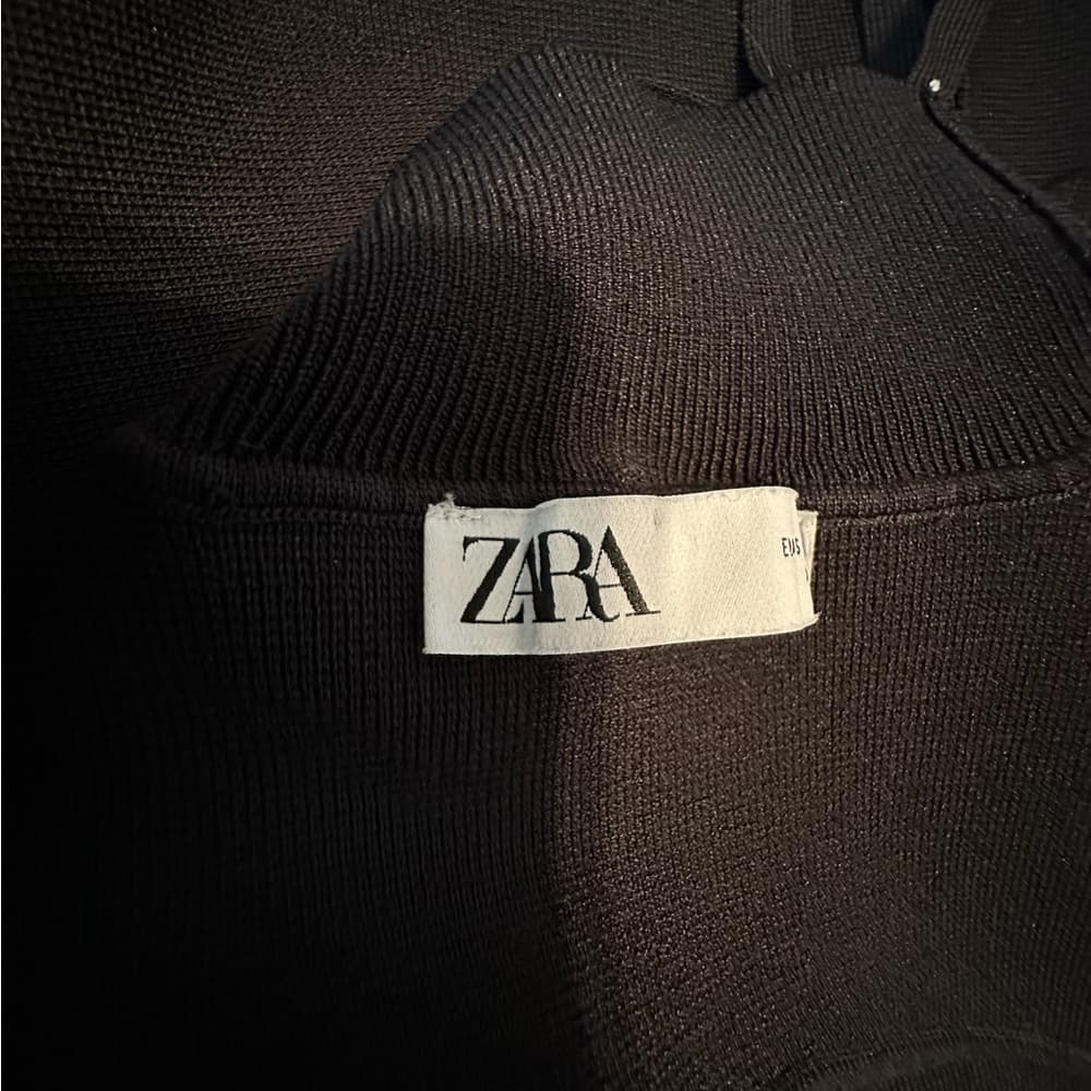 Zara Black Open Back Long Sleeve Tie Cropped High Neck Shirt Blogger Fav Medium - Thumbnail 5