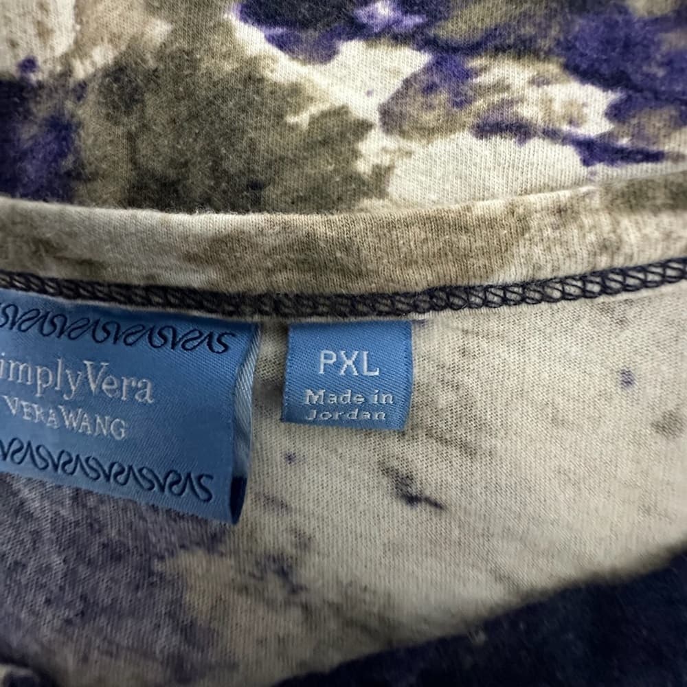 Simply Vera Vera Wang Abstract Tie Dye Long Sleeve Tee Size PXL Petite - Thumbnail 8