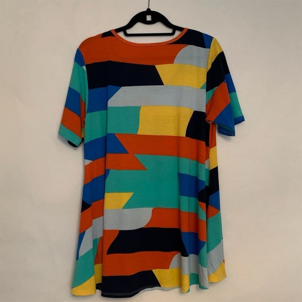 LuLaRoe Multicolor Perfect Tee Abstract Geometric Top Large Dopamine Dressing - Thumbnail 4