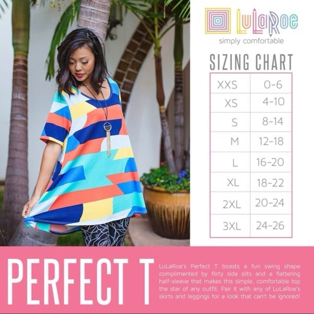 LuLaRoe Multicolor Perfect Tee Abstract Geometric Top Large Dopamine Dressing - Thumbnail 14