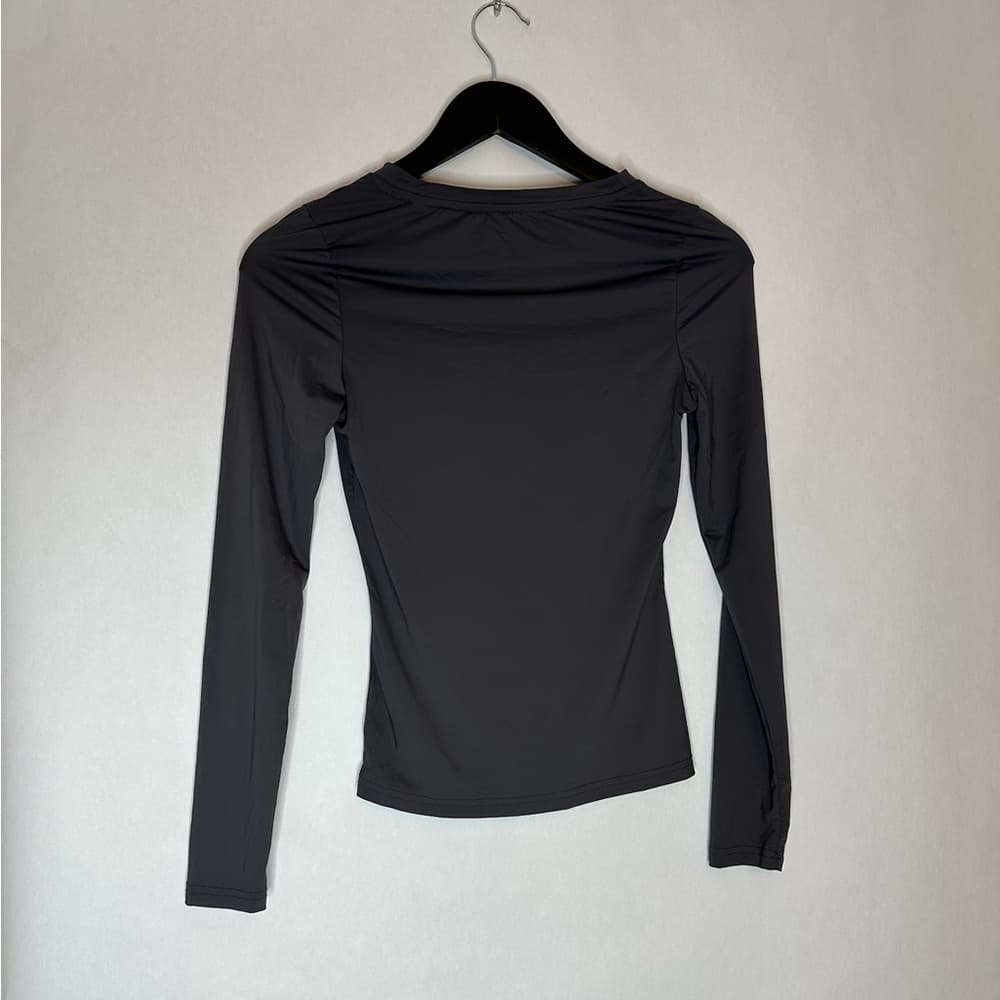 Princess Polly Gray Long Sleeve Athleisure Top US 4 CUT NECKLINE Neutral - Thumbnail 4
