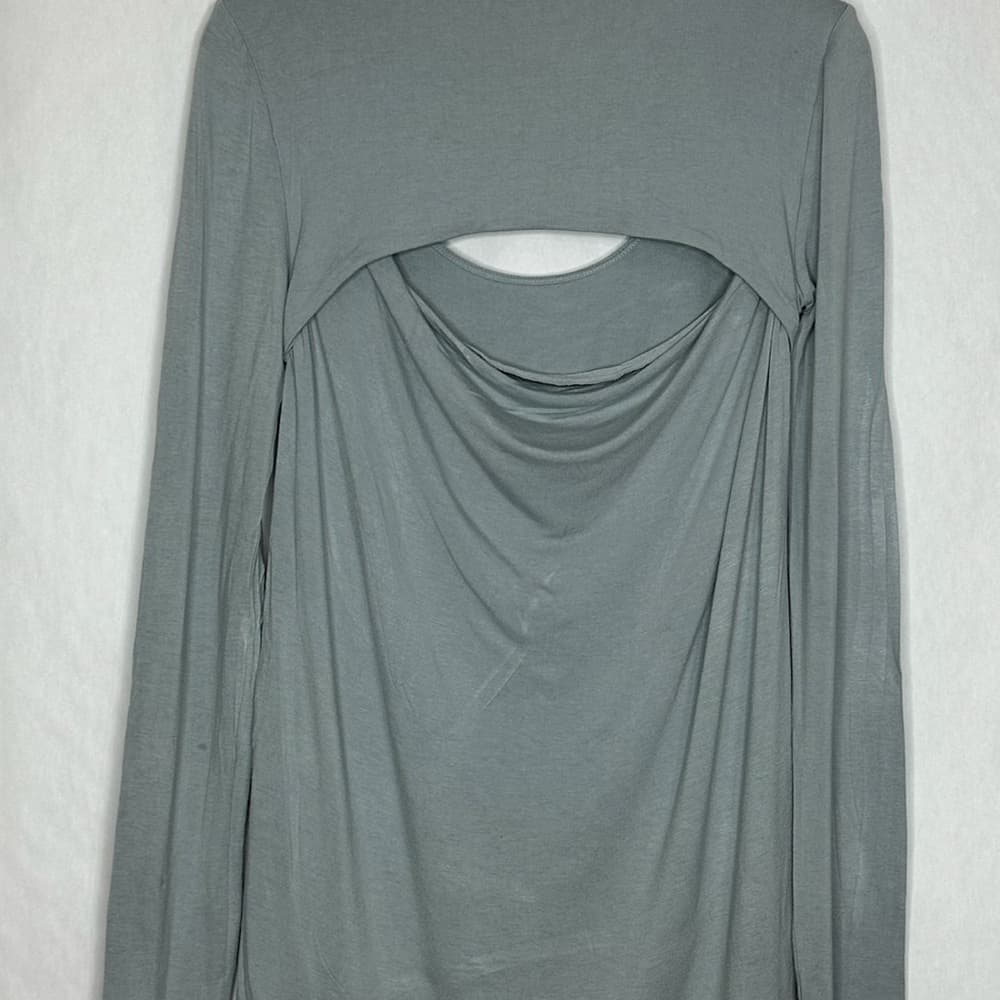 BCBGMAXAZRIA Gennelle Smoke Gray Cutout Long Sleeve Top Size Small - Thumbnail 5