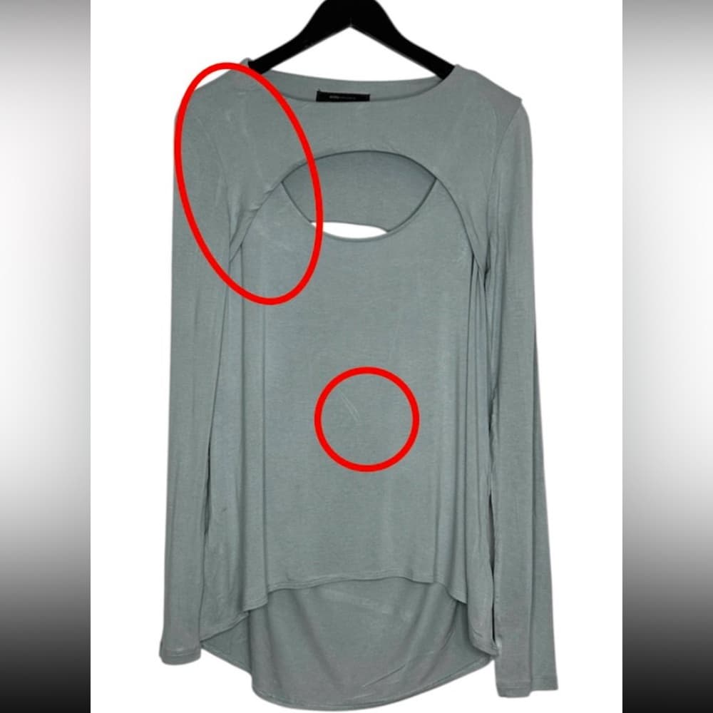 BCBGMAXAZRIA Gennelle Smoke Gray Cutout Long Sleeve Top Size Small - Thumbnail 7