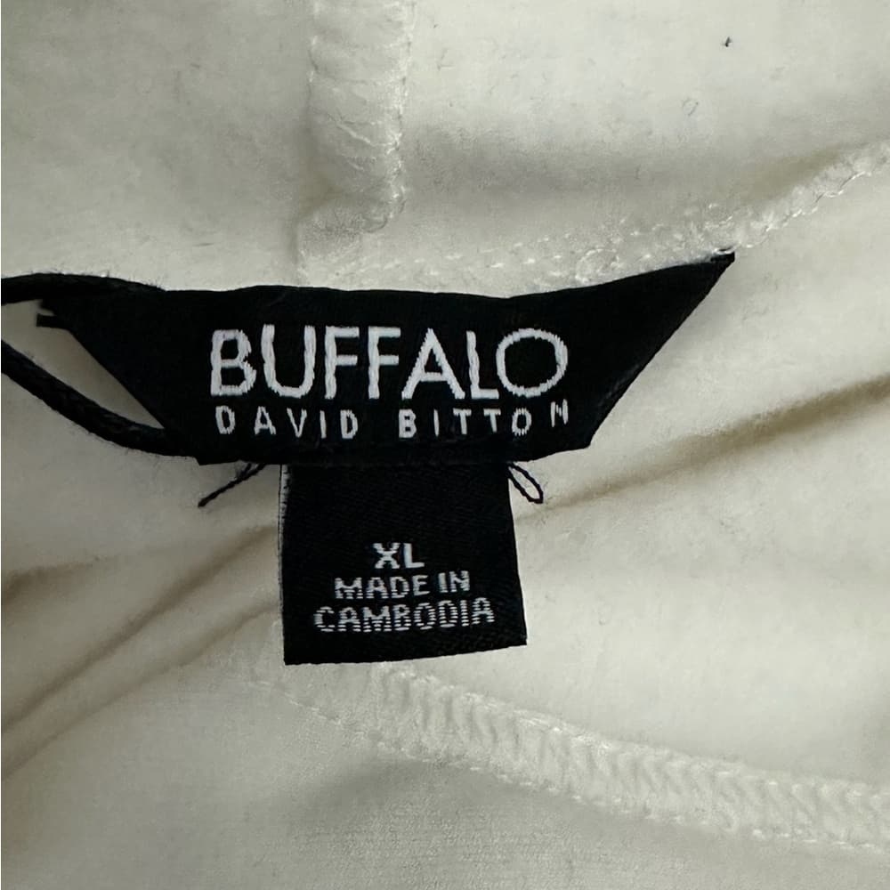 NWT Buffalo David Bitton White Pullover Hoodie Sweatshirt XL Neutral Minimalist - Thumbnail 3
