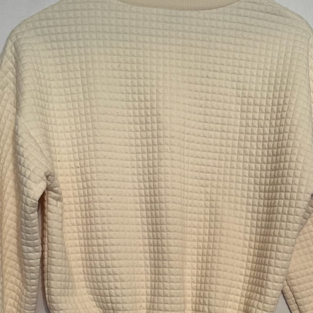 Los Angeles Classic Collegiate Waffle Knit Pullover Crop Sweatshirt X-Small - Thumbnail 6