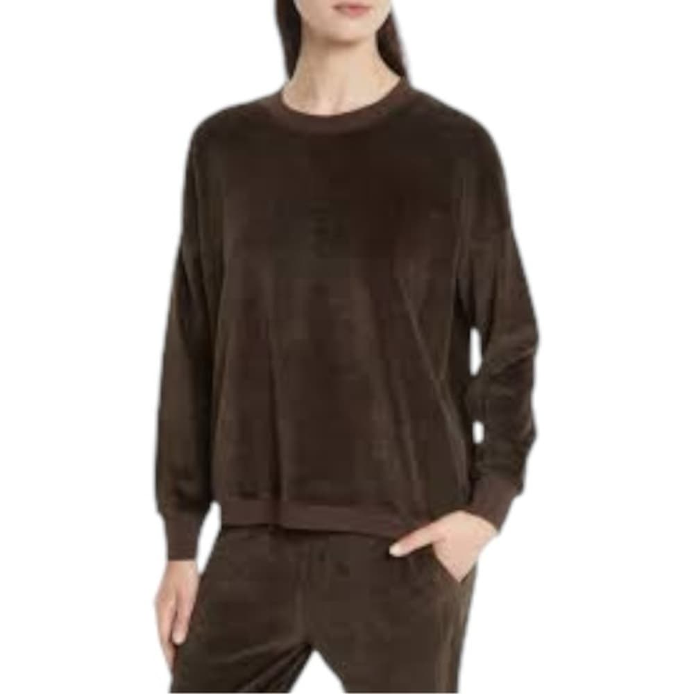 Vince Brown Velour Crewneck Pullover Longsleeve Sweatshirt X-Small Loungewear - Thumbnail 12