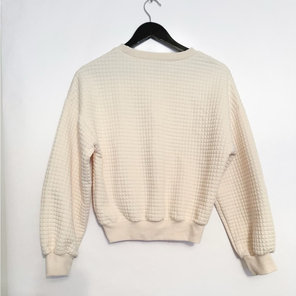 Los Angeles Classic Collegiate Waffle Knit Pullover Crop Sweatshirt X-Small - Thumbnail 5