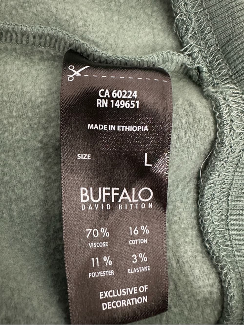 Buffalo David Bitton Soft Green Hoodie Pullover Cozy Lounge Sweatshirt Large - Thumbnail 4