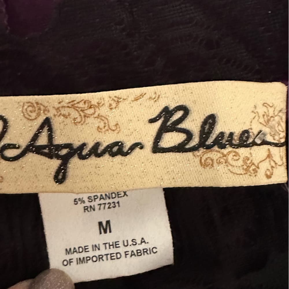 Aqua Blues Purple Tank with Black Lace Back and Sheer Panel Y2K Size Medium - Thumbnail 4