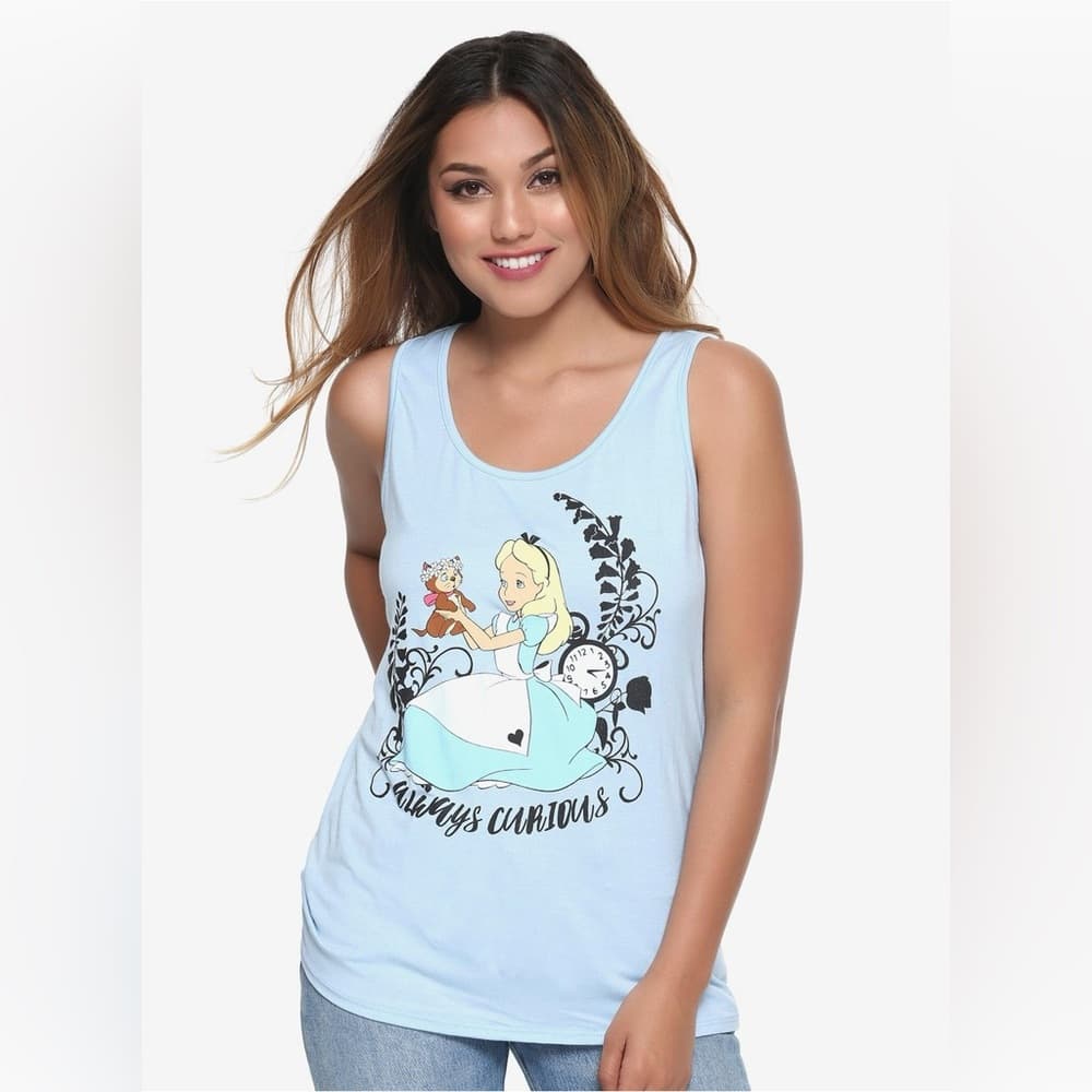 NWT Disney Alice in Wonderland Always Curious Graphic Tank Top Small (Juniors) - Thumbnail 10