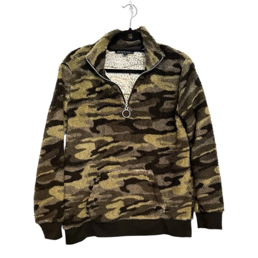 Derek Heart Camo Sherpa 1/4 Zip Up Pullover with Front Pocket- Size Large - Thumbnail 8
