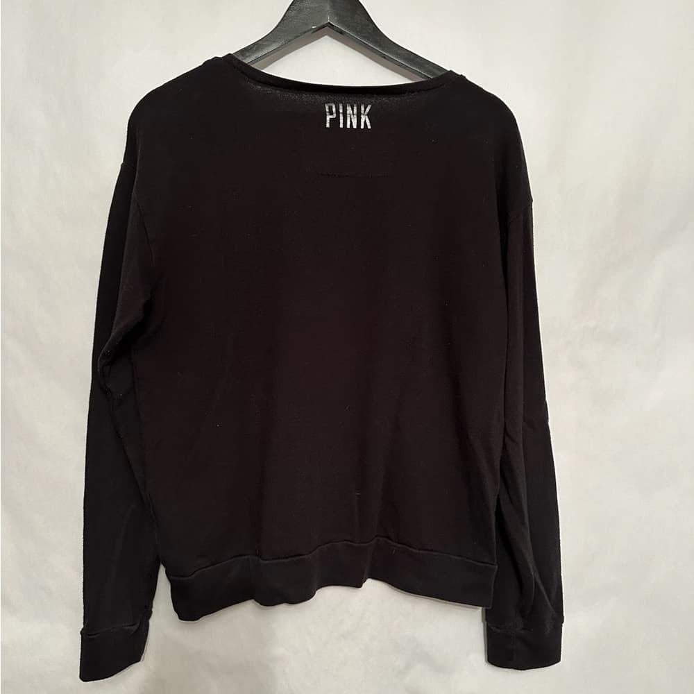 Victoria’s Secret PINK Sequin Boom Lightning Bolt Graphic Black Pullover Medium - Thumbnail 4