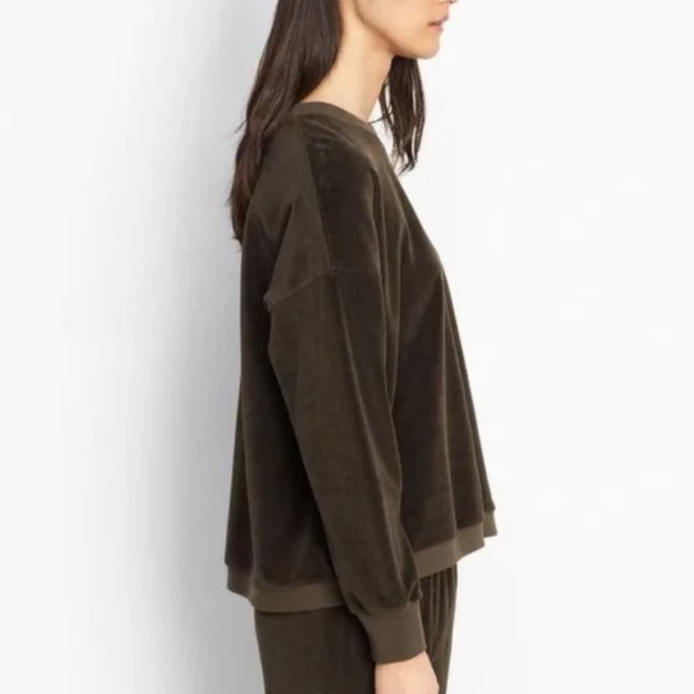 Vince Brown Velour Crewneck Pullover Longsleeve Sweatshirt X-Small Loungewear - Thumbnail 3