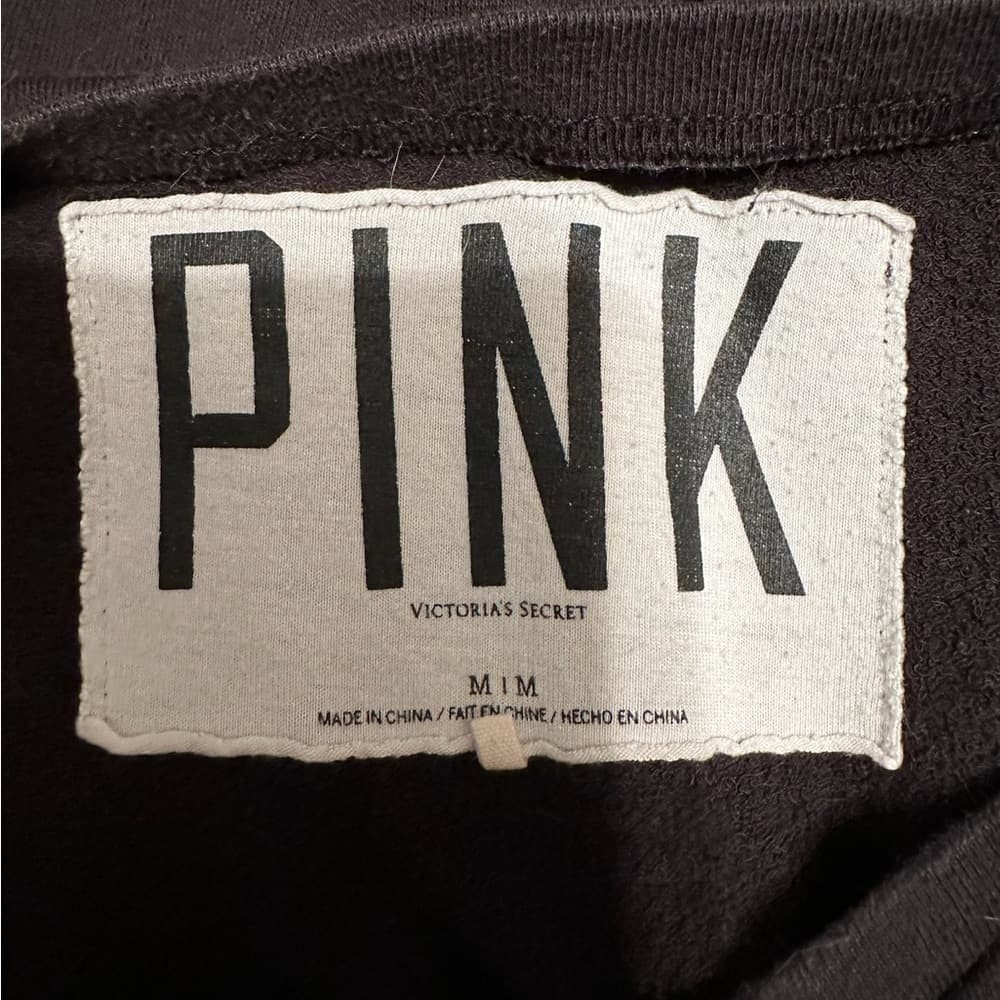 Victoria’s Secret PINK Sequin Boom Lightning Bolt Graphic Black Pullover Medium - Thumbnail 2