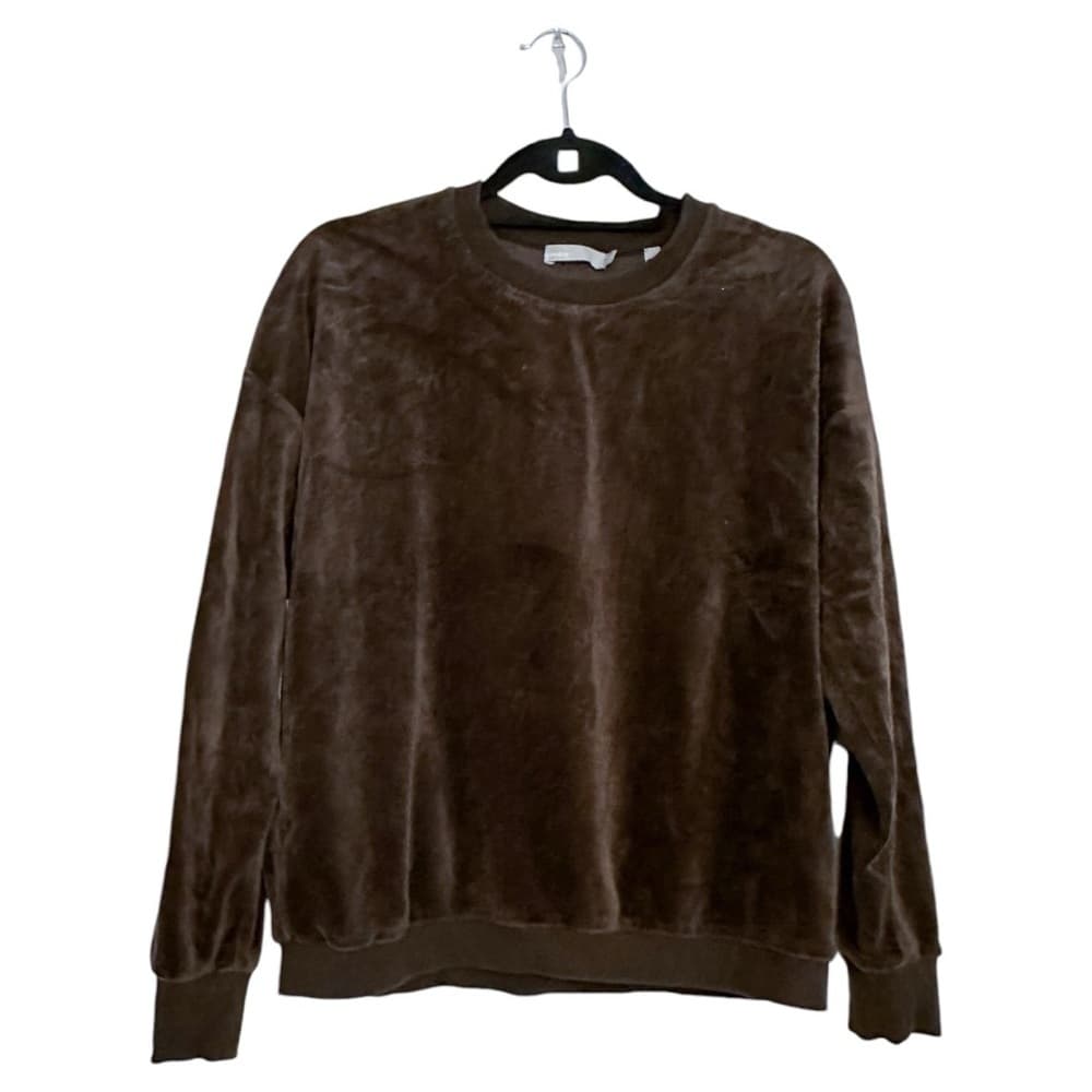 Vince Brown Velour Crewneck Pullover Longsleeve Sweatshirt X-Small Loungewear - Thumbnail 4