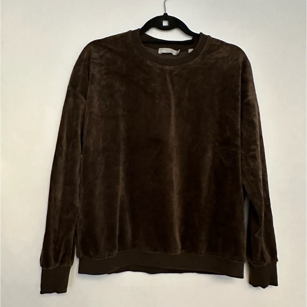Vince Brown Velour Crewneck Pullover Longsleeve Sweatshirt X-Small Loungewear - Thumbnail 5