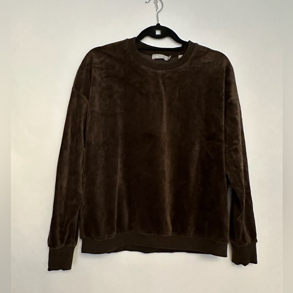 Vince Brown Velour Crewneck Pullover Longsleeve Sweatshirt X-Small Loungewear - Thumbnail 11