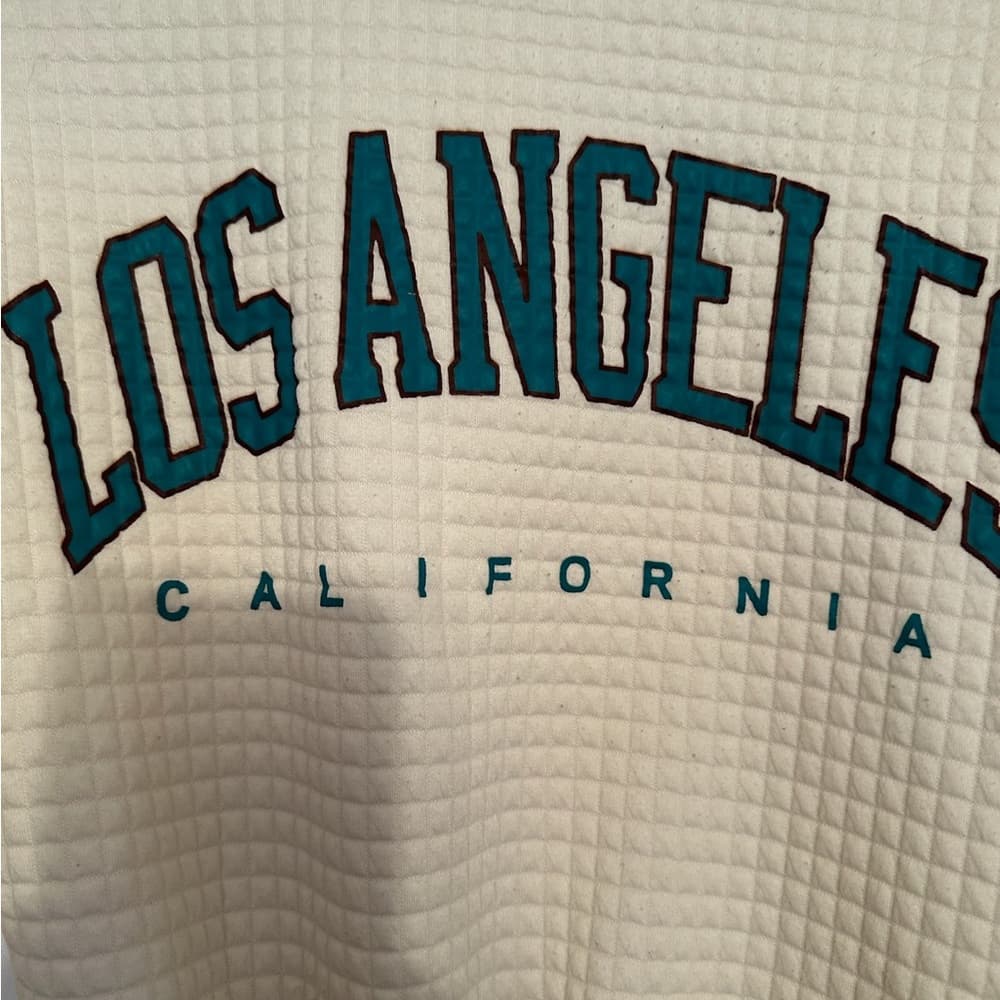 Los Angeles Classic Collegiate Waffle Knit Pullover Crop Sweatshirt X-Small - Thumbnail 7