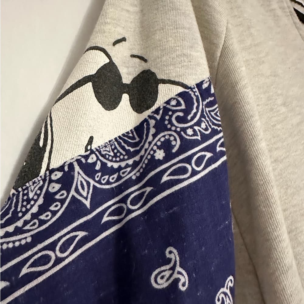 Daydreamer Snoopy Joe Cool Bandana Patchwork Crop Hoodie Heather Gray Size Small - Thumbnail 4