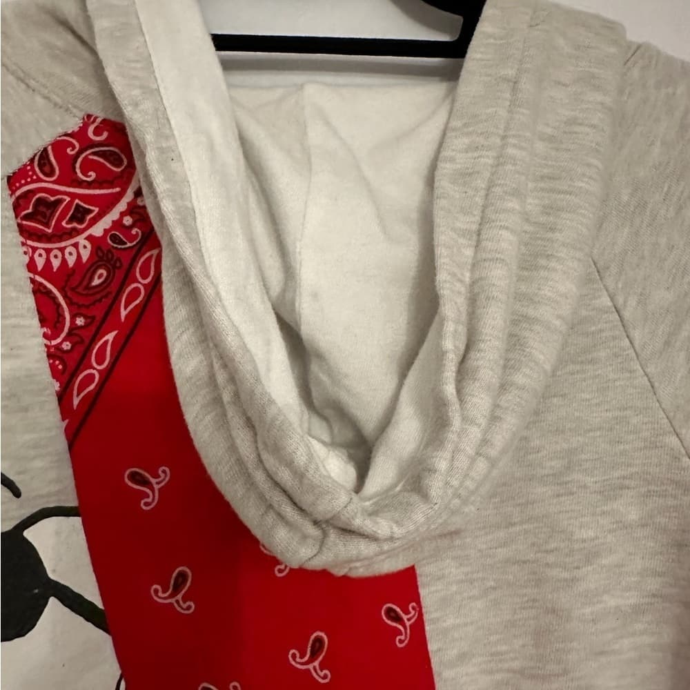 Daydreamer Snoopy Joe Cool Bandana Patchwork Crop Hoodie Heather Gray Size Small - Thumbnail 9