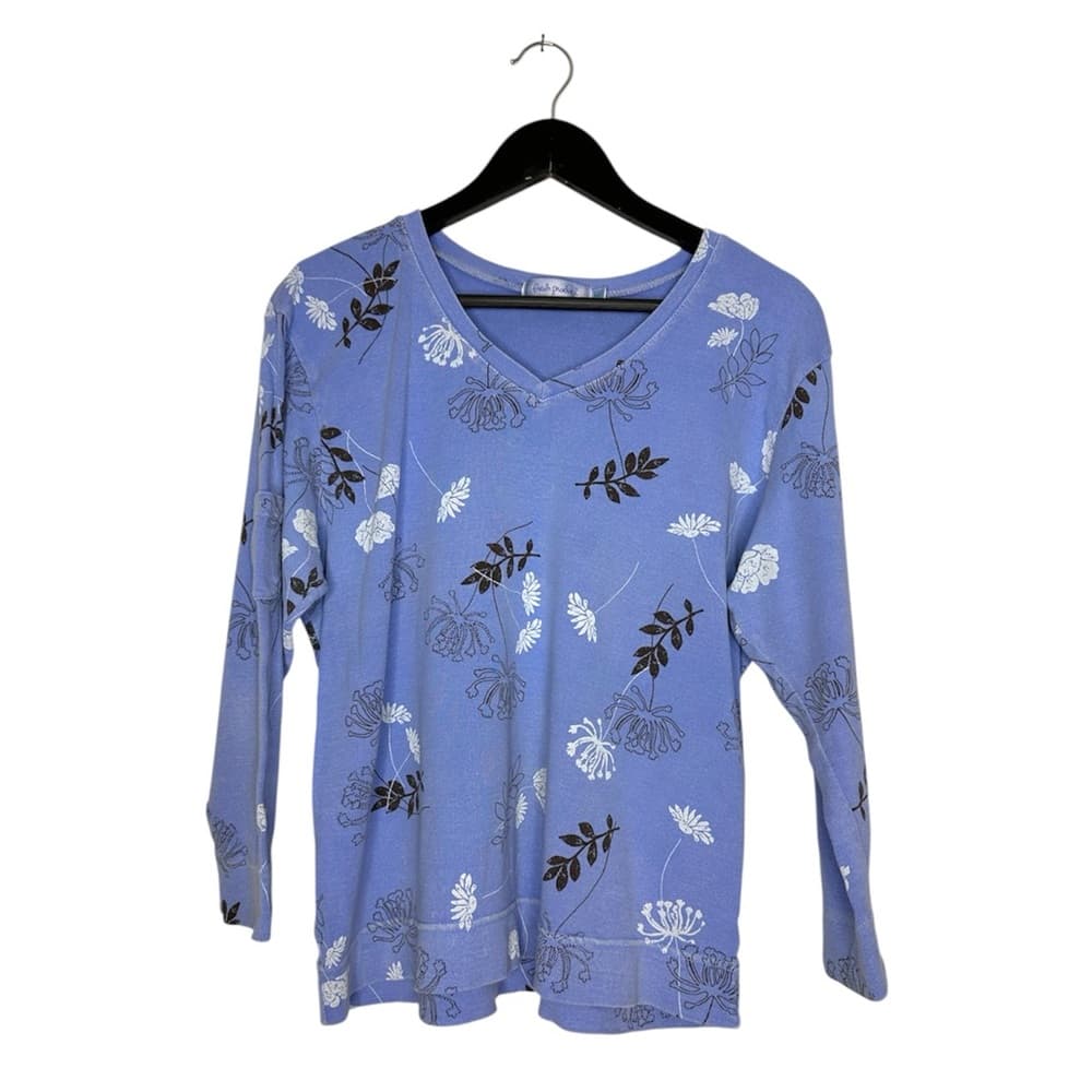 Fresh Produce Floral V Neck Long Sleeve Top XL Cottagecore Vintage Grannycore - Thumbnail 10