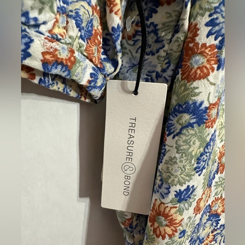 NWT Treasure & Bond Floral Peasant Blouse Cottagecore Boho Size Medium Bohemian - Thumbnail 4