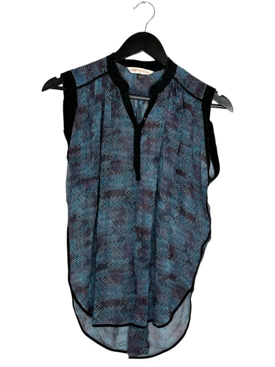 Rebecca Taylor Sheer Graphic Print Sleeveless Blouse Top Size 0 Quiet Luxury - Thumbnail 7