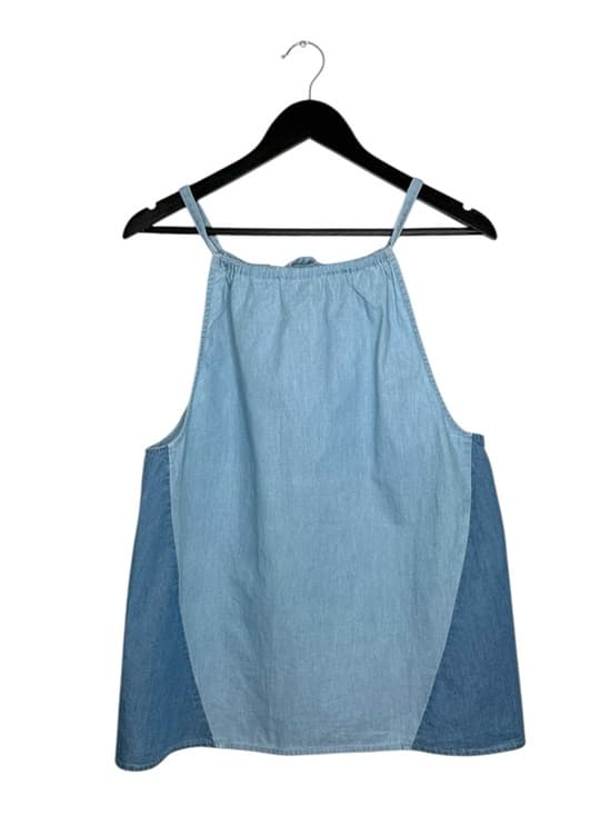NWT Young & Reckless Y2K Denim Blue Colorblock Halter Tie Neck Top Indie Sleeze - Thumbnail 13