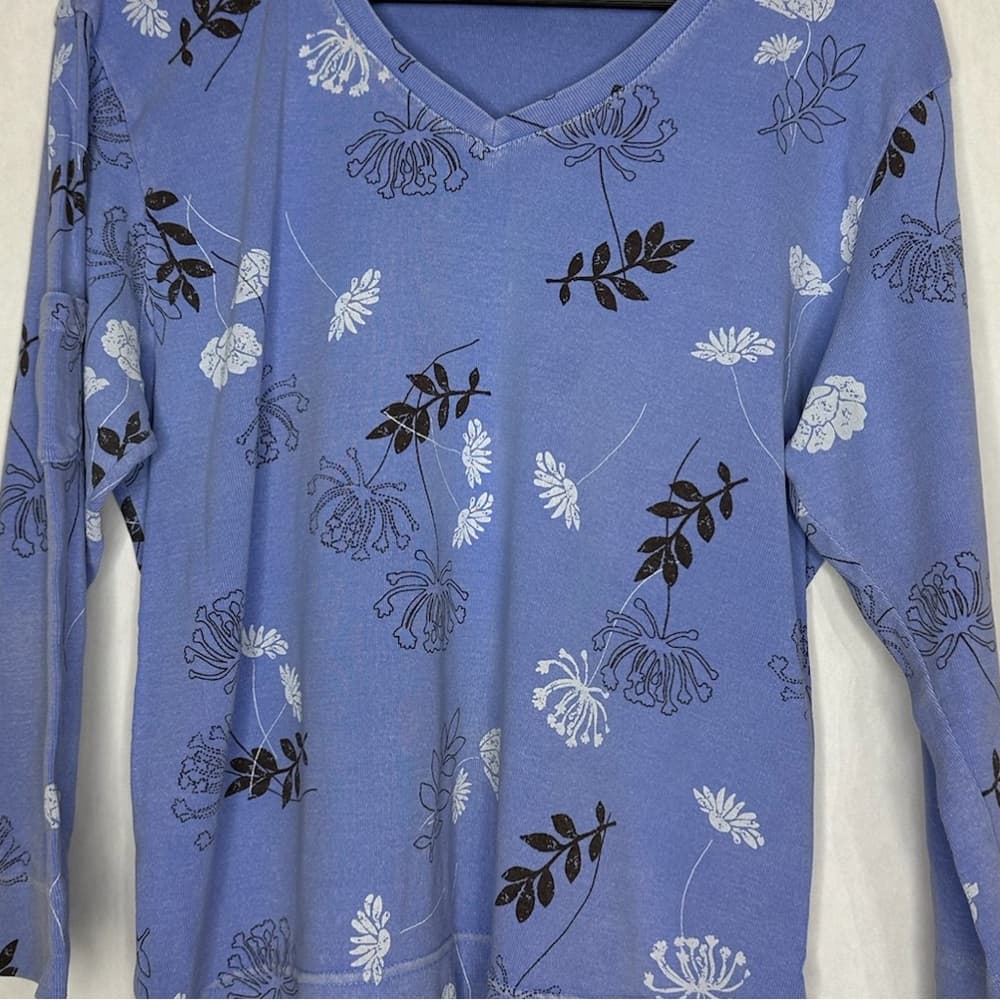 Fresh Produce Floral V Neck Long Sleeve Top XL Cottagecore Vintage Grannycore - Thumbnail 8