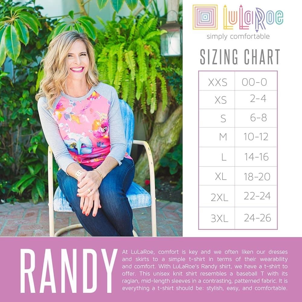 LuLaRoe Randy Raglan Floral Sleeve Baseball Tee Gray Mustard Roses Small (6-8) - Thumbnail 6