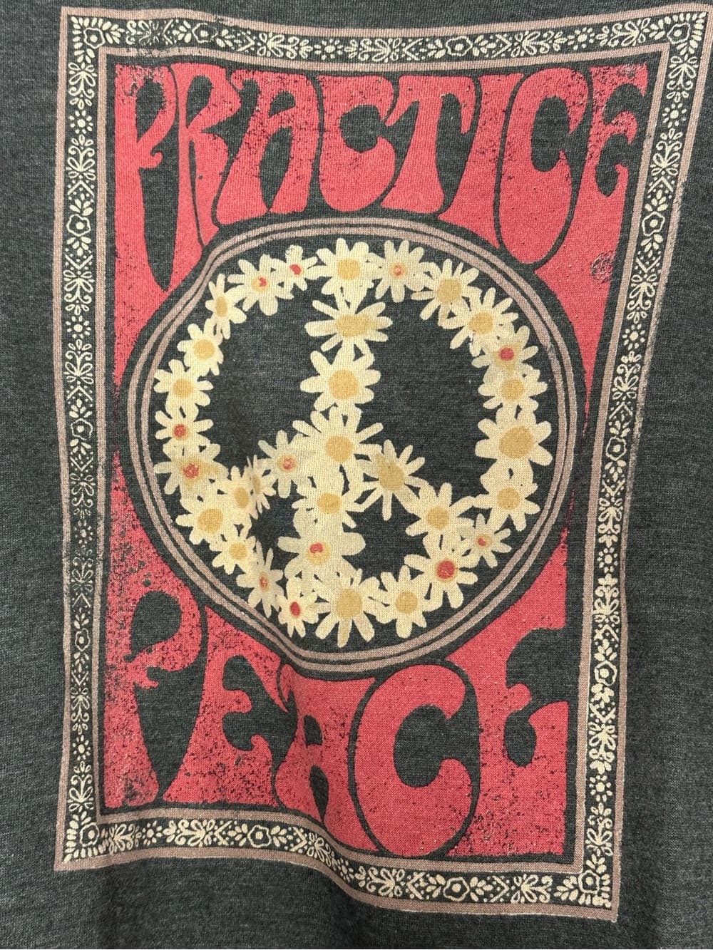 Natural Life Practice Peace Graphic Sweatshirt Gray Floral Peace Sign Medium - Thumbnail 3