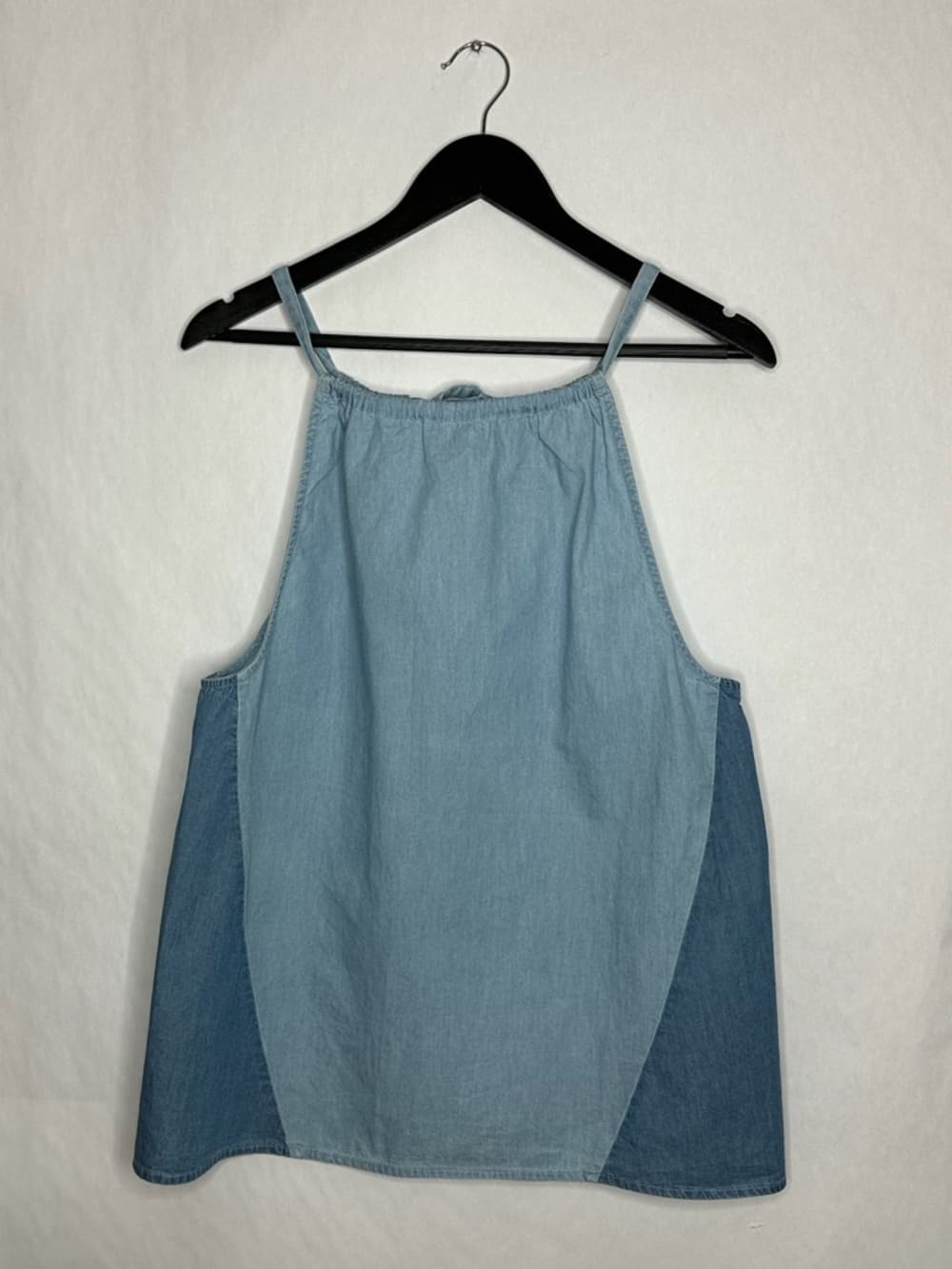 NWT Young & Reckless Y2K Denim Blue Colorblock Halter Tie Neck Top Indie Sleeze - Thumbnail 2