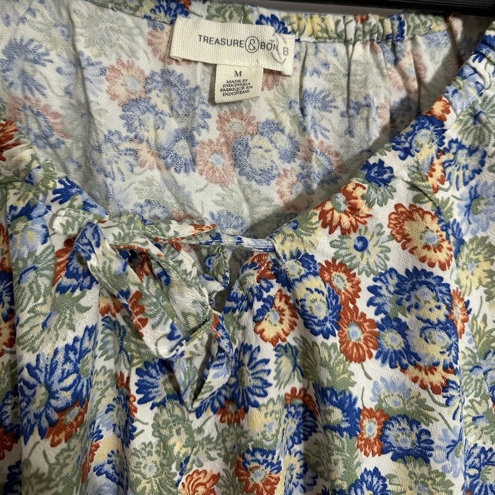 NWT Treasure & Bond Floral Peasant Blouse Cottagecore Boho Size Medium Bohemian - Thumbnail 7