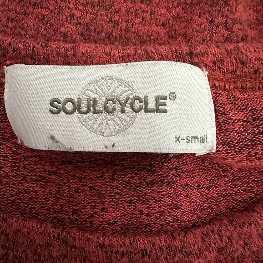 SoulCycle Heathered Hacci Long Sleeve Wide Neck Pullover Shirt Back Logo XS - Thumbnail 4