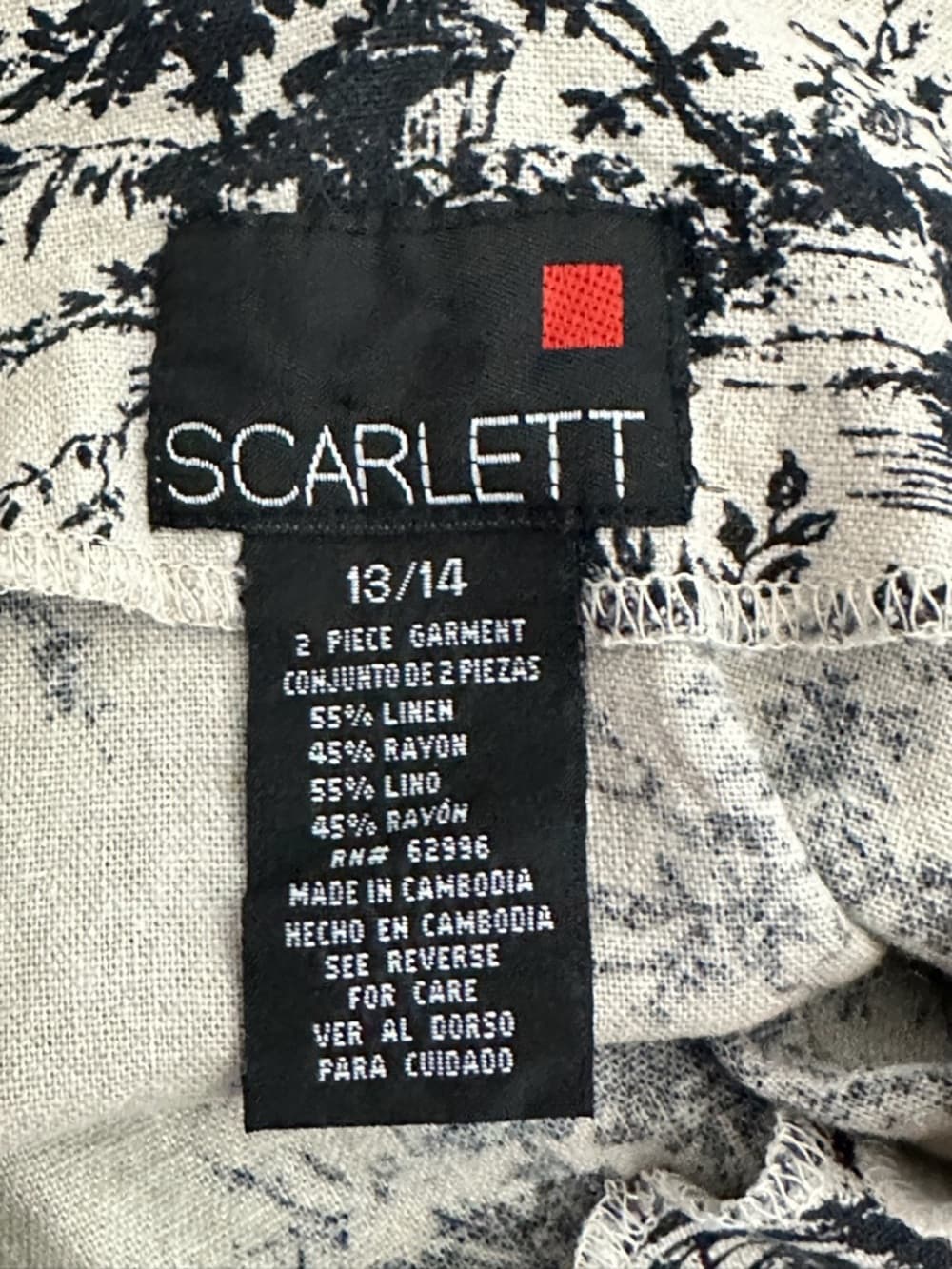 Scarlett Vintage Toile Print Linen Blend Sleeveless Crop Top Cottagecore 13/14 - Thumbnail 4