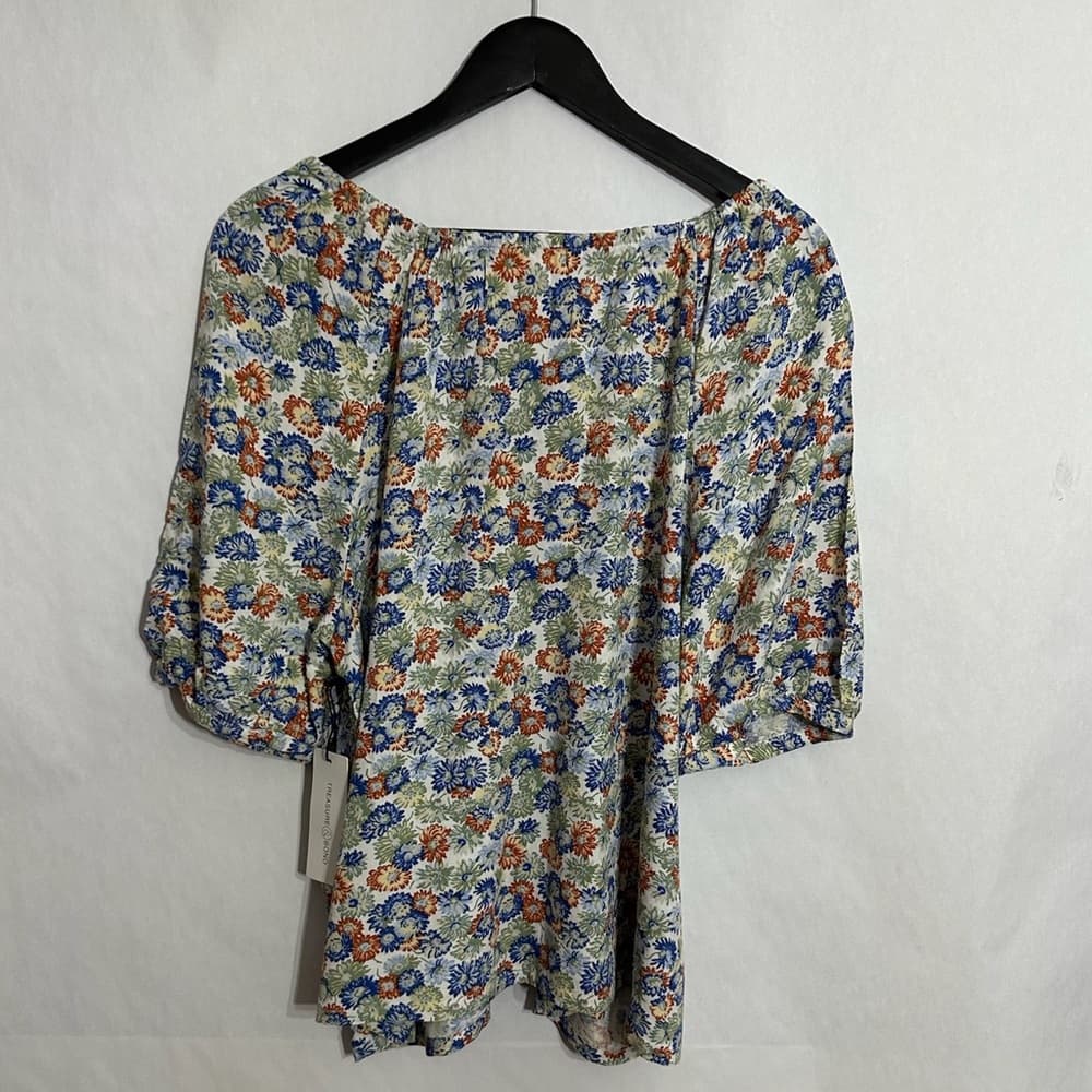 NWT Treasure & Bond Floral Peasant Blouse Cottagecore Boho Size Medium Bohemian - Thumbnail 3