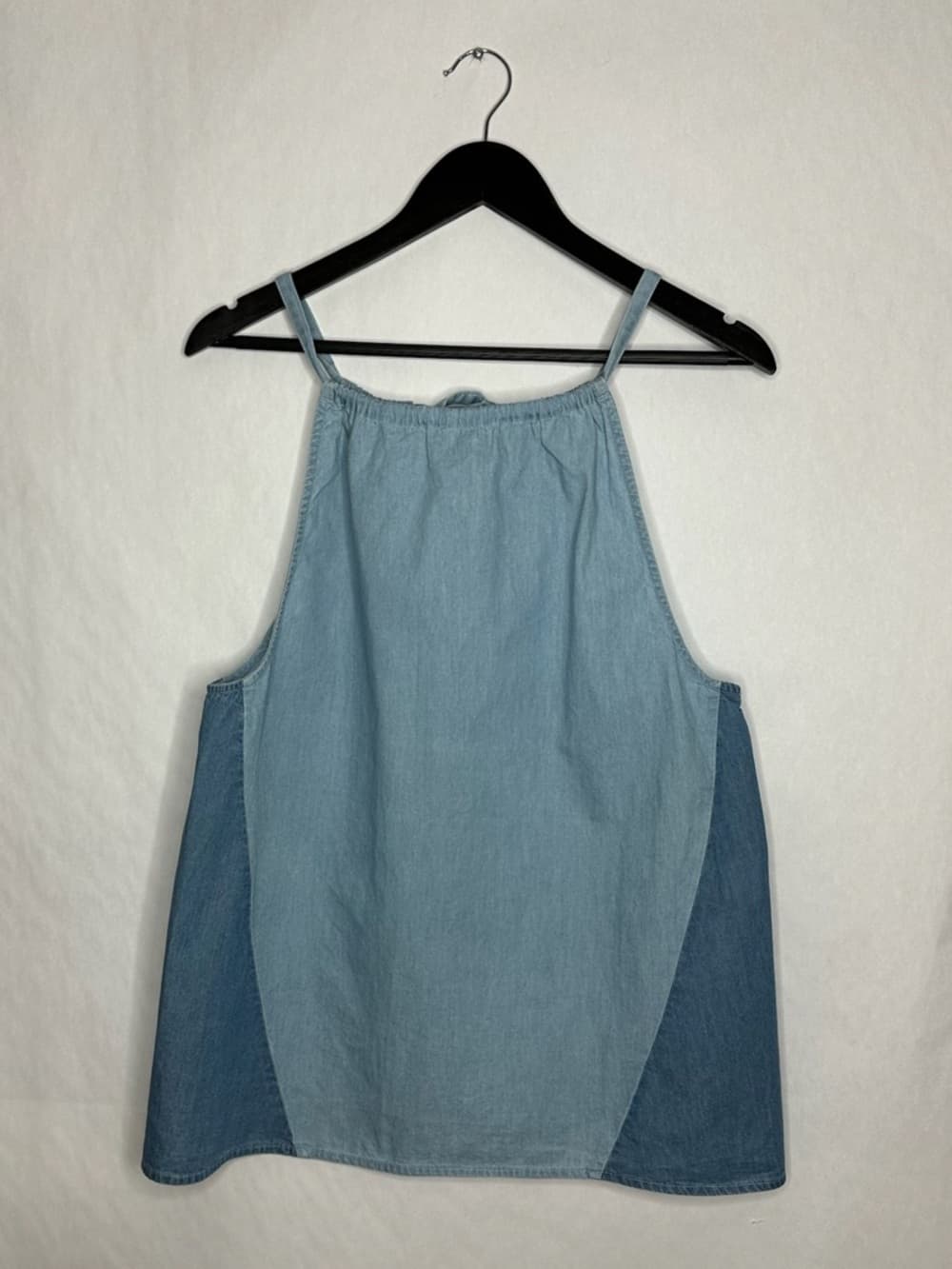 NWT Young & Reckless Y2K Denim Blue Colorblock Halter Tie Neck Top Indie Sleeze - Thumbnail 3