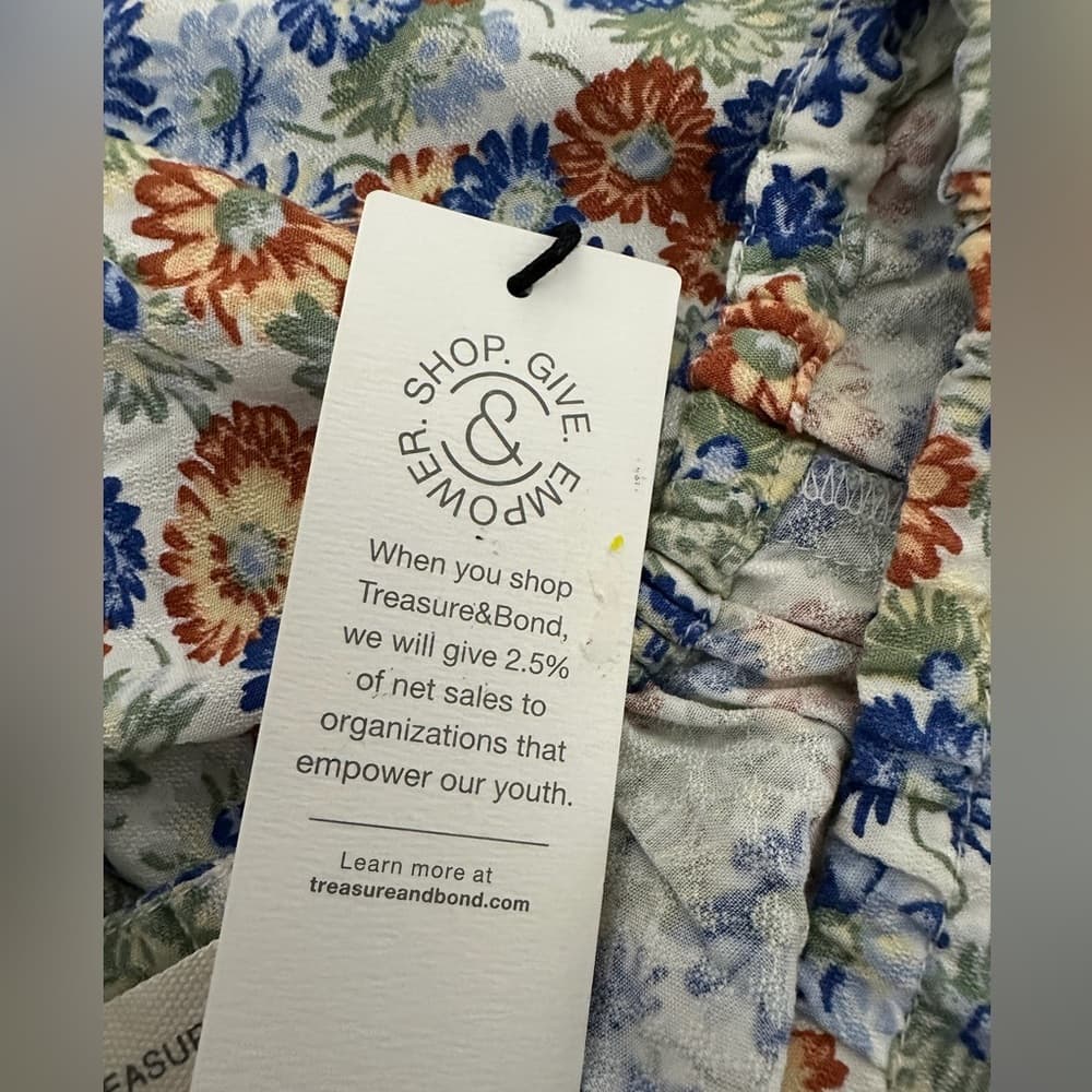 NWT Treasure & Bond Floral Peasant Blouse Cottagecore Boho Size Medium Bohemian