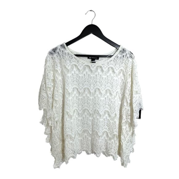 NWT INC International Concepts White Lace Fringe Boho Top Medium Festival Girly - Thumbnail 6