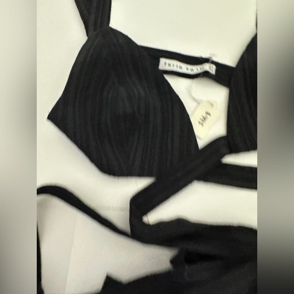 NEW Third Form Black Ribbed Wrap Crop Top Tie Waist US 2 Luxury Resortwear - Thumbnail 5