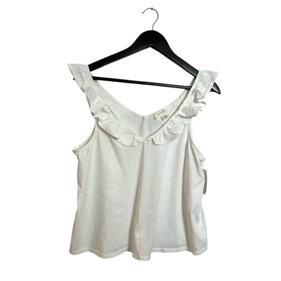 NWT Treasure & Bond White Ruffle Trim Sleeveless Top Size Medium - Thumbnail 10