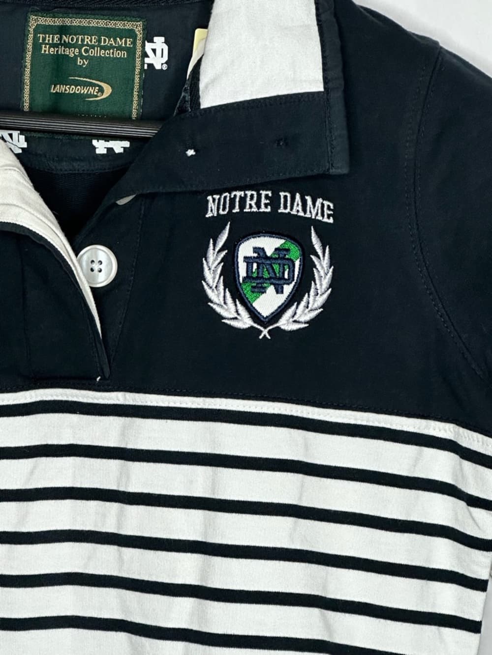 NWT Lansdowne Notre Dame Heritage Collection Rugby Stripe Polo Shirt XS Preppy - Thumbnail 2