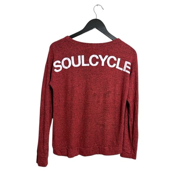 SoulCycle Heathered Hacci Long Sleeve Wide Neck Pullover Shirt Back Logo XS - Thumbnail 8