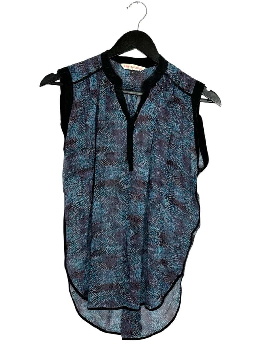 Rebecca Taylor Sheer Graphic Print Sleeveless Blouse Top Size 0 Quiet Luxury - Thumbnail 6
