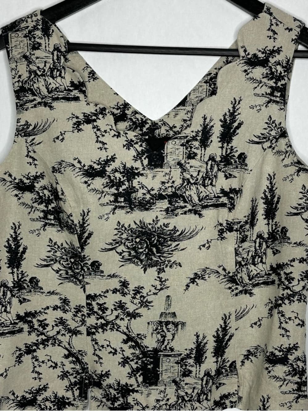 Scarlett Vintage Toile Print Linen Blend Sleeveless Crop Top Cottagecore 13/14 - Thumbnail 2