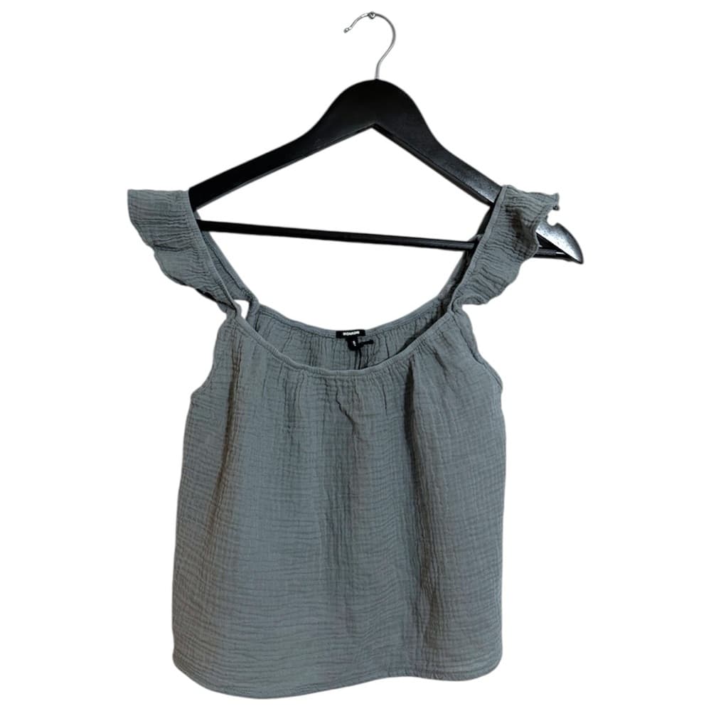 NWT Monrow Ruffle Tank Textured Gauze Tank Soft Sage Green Size Small Minimalist - Thumbnail 9
