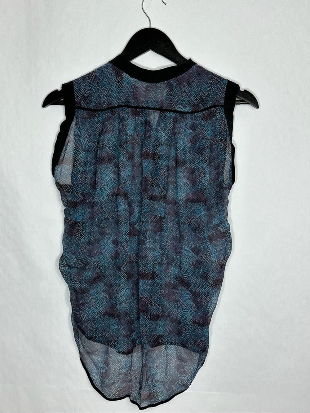 Rebecca Taylor Sheer Graphic Print Sleeveless Blouse Top Size 0 Quiet Luxury